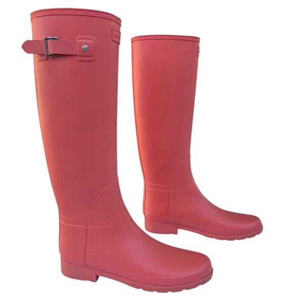 Hunter Original Wellies Tall Rain Boots US Size 9 Matte Orange Rubber Boots - Picture 2 of 12